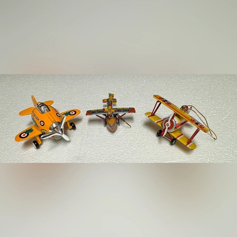 Vintage Style Toy Airplane Set - Orange and Yellow